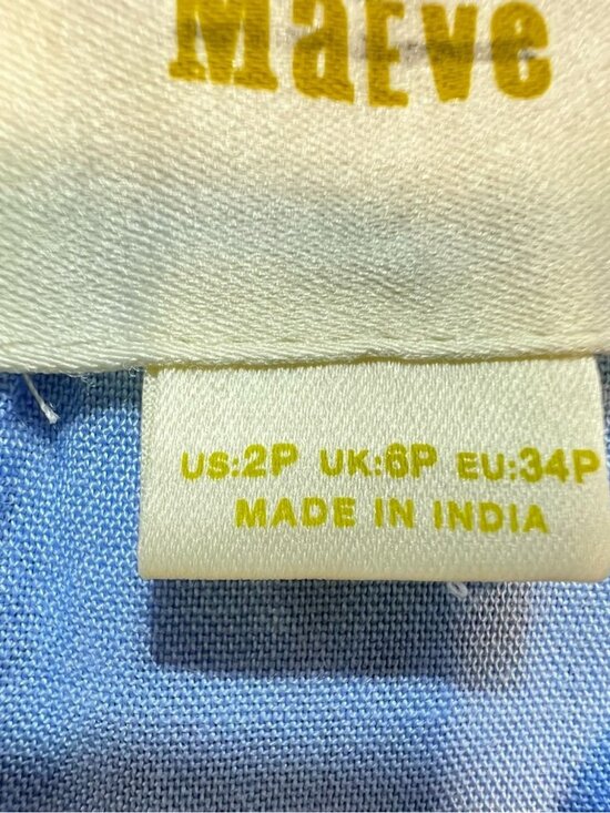 Maeve Womens Chrissy Embroidered Tunic Dress 2P Blue  Floral Yoke Striped Boho - Picture 3 of 12